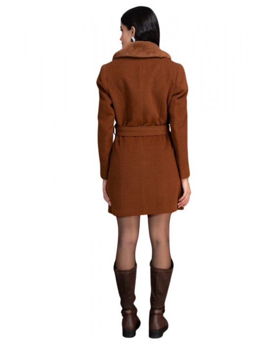 Women Coat D.tan With belted